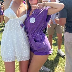Purple Denim Romper